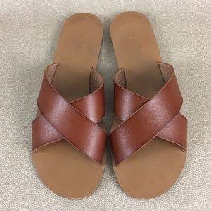 J. Crew Flat Sandals Women 7 Vegan Leather